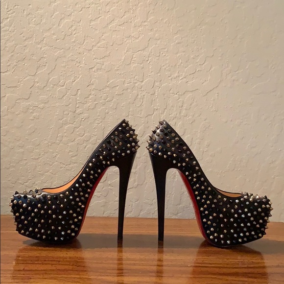 Christian Louboutin Shoes - Louboutin  Black and Gold Spike Pumps